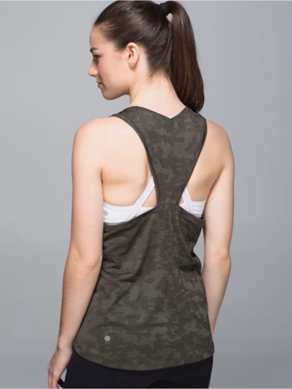 Lululemon Run For Days Tank Deep Olive Green Camo PTP 16